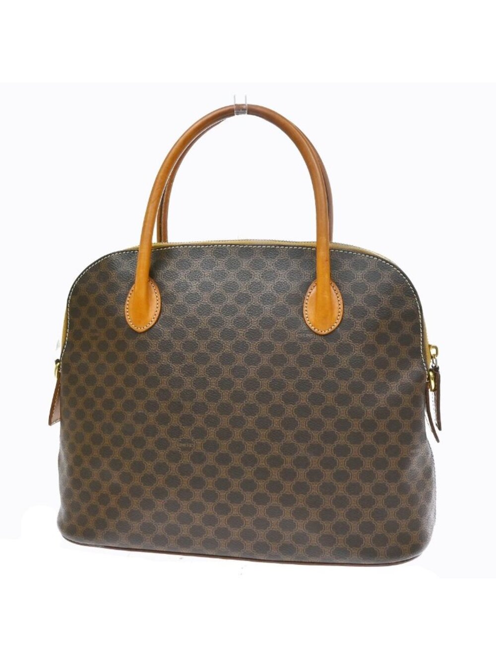 Celine Macadam Handbag Brown Leather